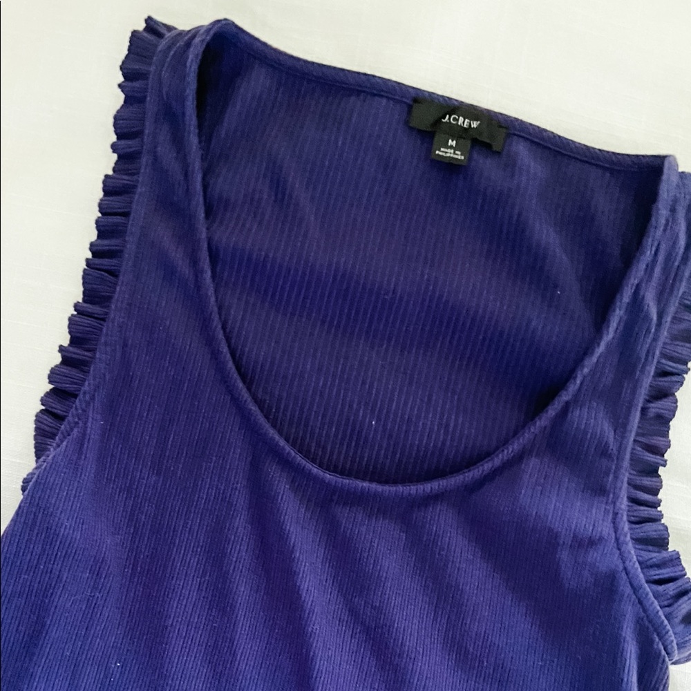 J. Crew Navy/deep purple ruffle tank 💛 MEDIUM 💛